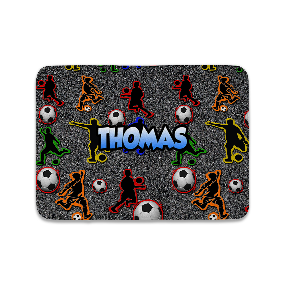 PERSONALIZED FLOOR MAT-SOCCER ON CONCRETE